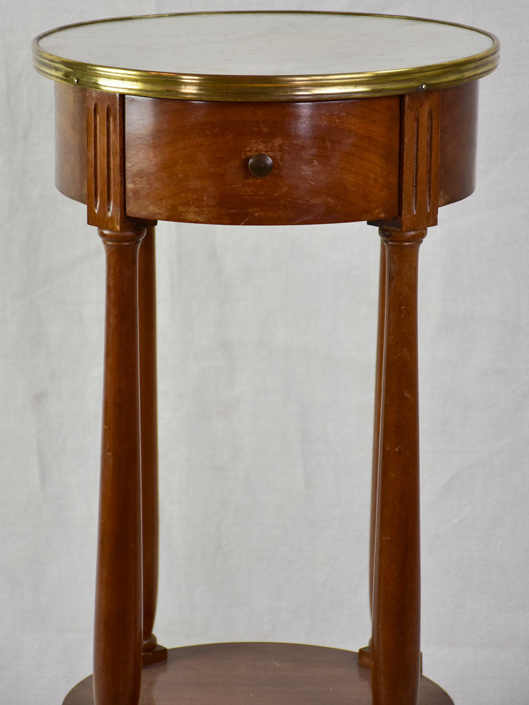 Late 19th Century French round side table with marble top 28" x 13¾"