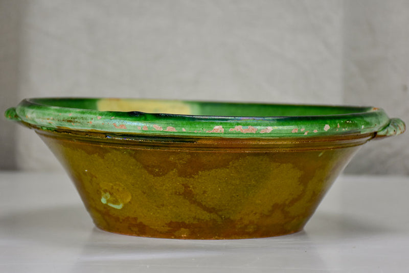 Antique Spanish bowl - green and yellow