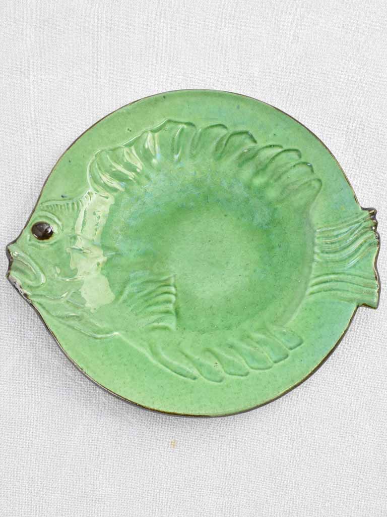 Set of 12 vintage Vallauris Fish shaped Plates - green