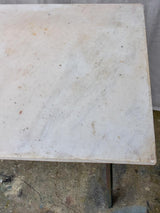 Rectangular antique French garden table with cast iron swan base and marble top 43¼" x 24½"
