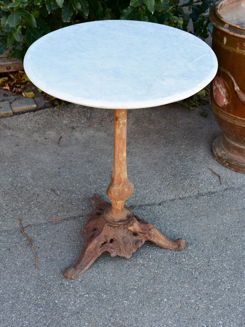 Antique French bistro table with marble top