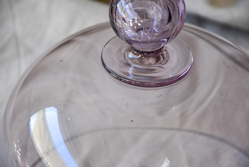 Antique French glass dome from a pâtisserie - violet