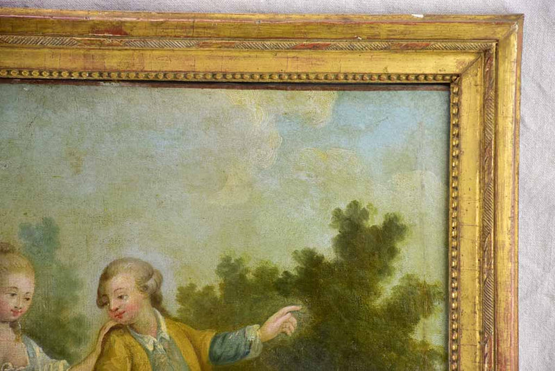 18th Century Romantic portrait painting. Oil on canvas in gilded frame 26½" x 22"