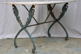 Rectangular antique French garden table with cast iron swan base and marble top 43¼" x 24½"