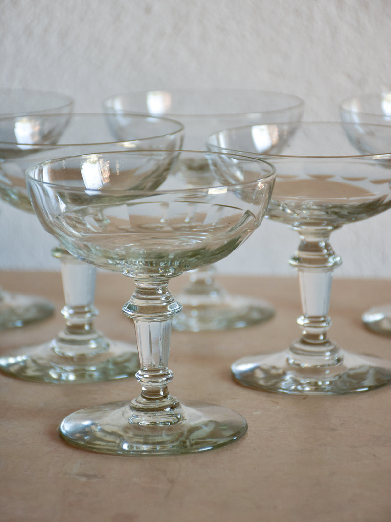 Set of six vintage French champagne glasses
