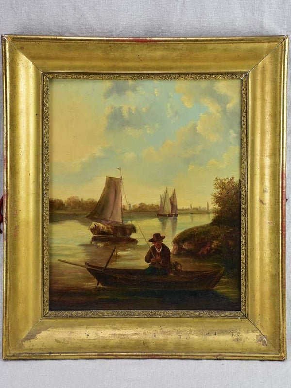 Oil painting of 19th-century sailboats