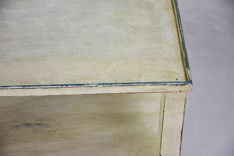 Pretty Louis XV style side table/ night stand with beige and blue patina