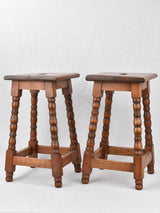 Pair of vintage beech-wood stools 19¾"