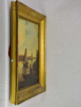 19th Century Dutch painting with sailboats. Oil on wood 23¾" x 20½"