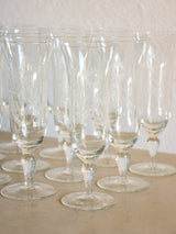 Set of twelve vintage French champagne flutes
