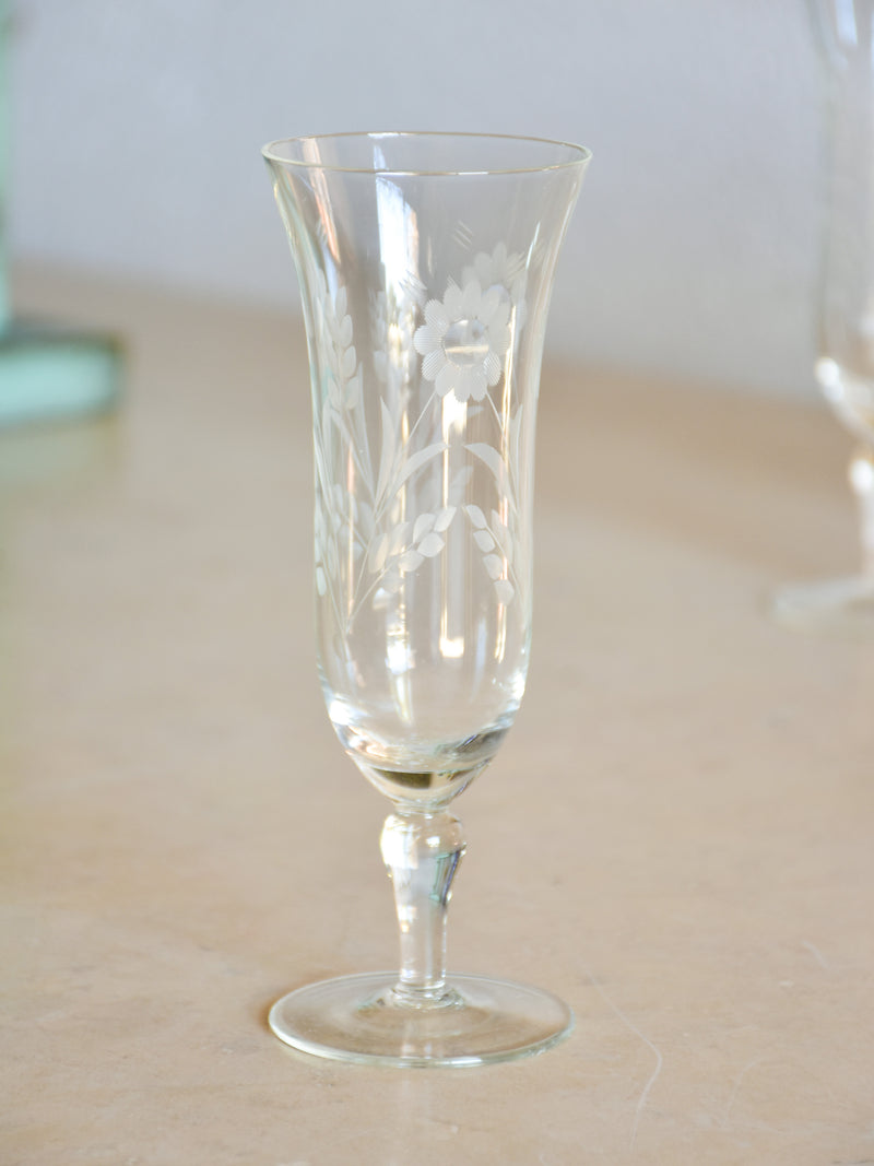 Set of twelve vintage French champagne flutes
