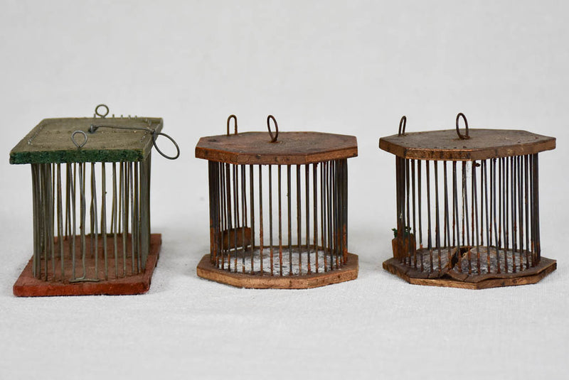 Collection of three antique French cricket cages 2¾"