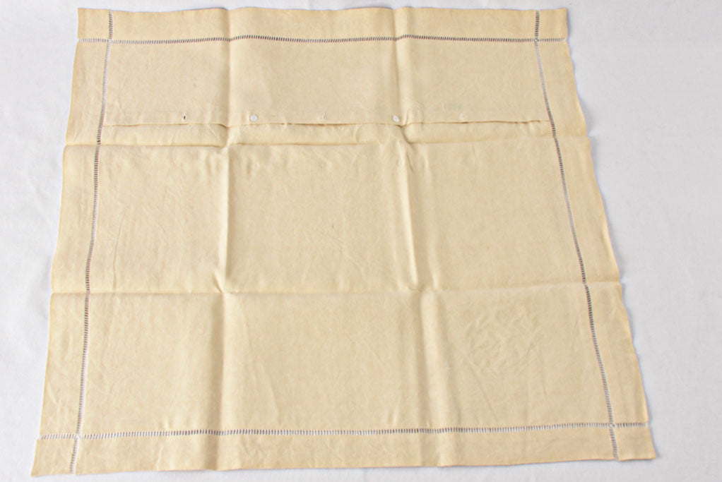 Antique French bed linen w/ CT monogram - double bed - Fleur Bleue 90" x 118"