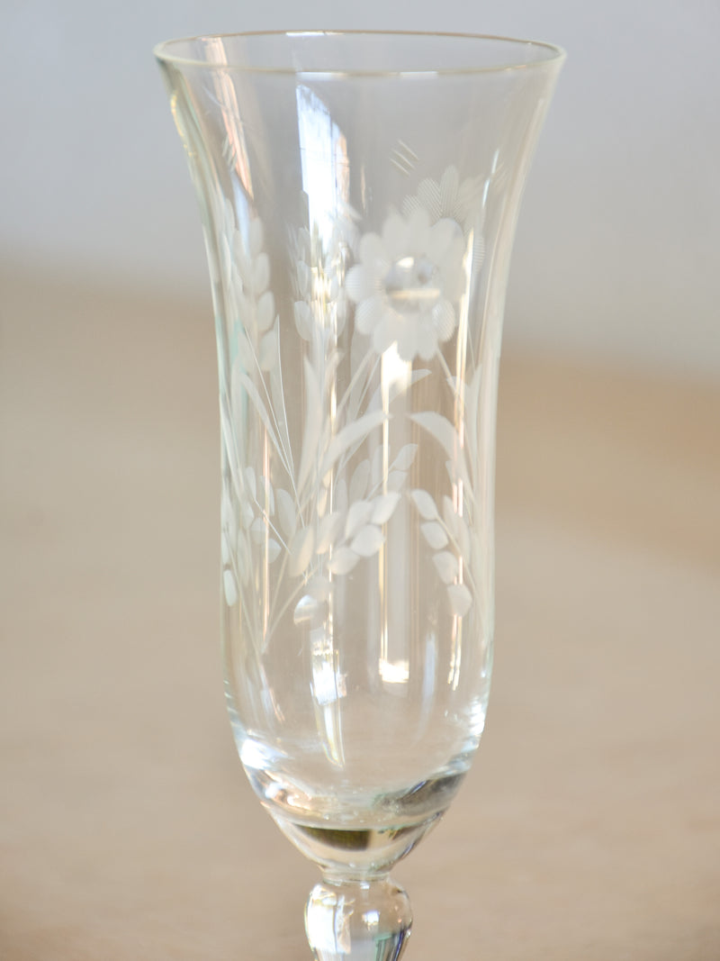 Set of twelve vintage French champagne flutes