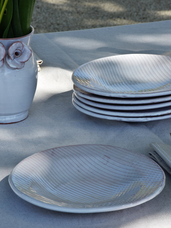 Set of six dessert bowls with stripes