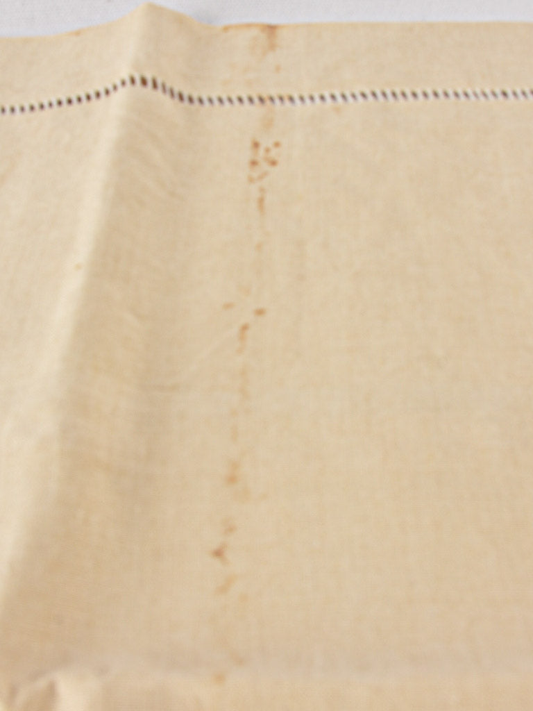 Antique French bed linen w/ CT monogram - double bed - Fleur Bleue 90" x 118"