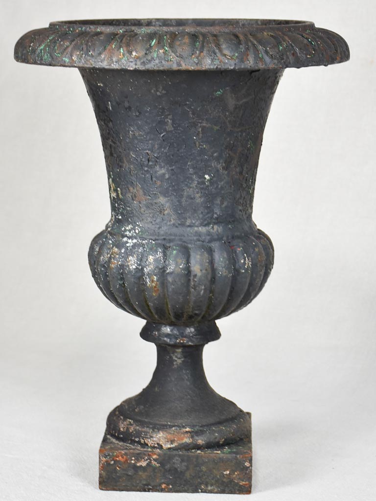 Antique French Medici urn with weathered black patina 16½"