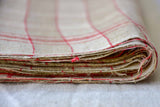 Large piece of unused French antique linen - chequered fabric
