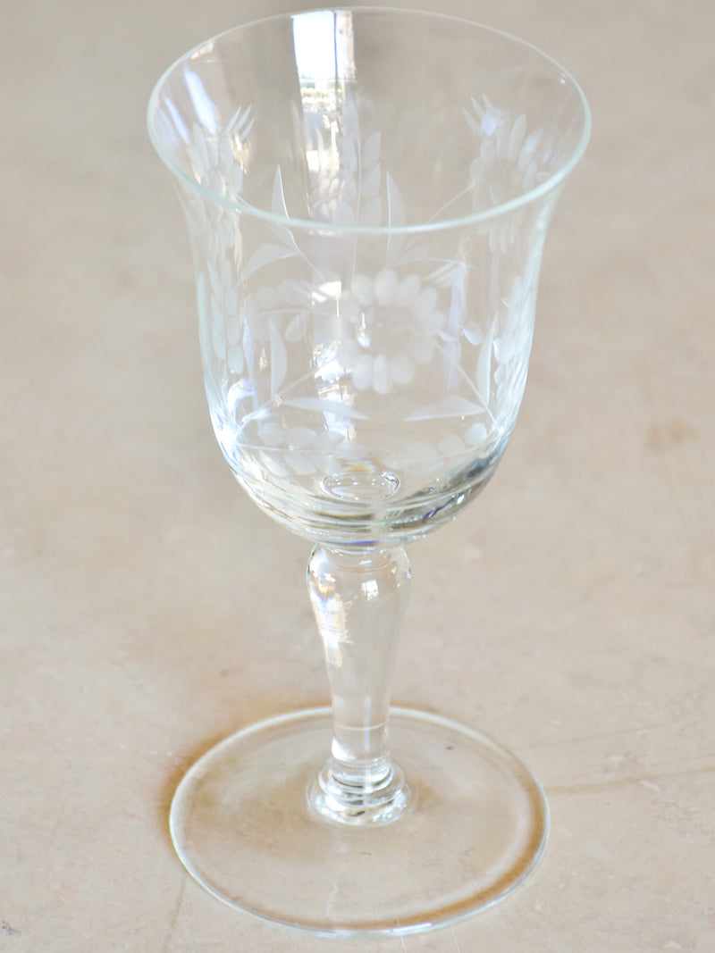 Six antique French wine glasses with gold rim – Chez Pluie