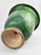 Footed Castelnaudary olive jar with green glaze 17¾"