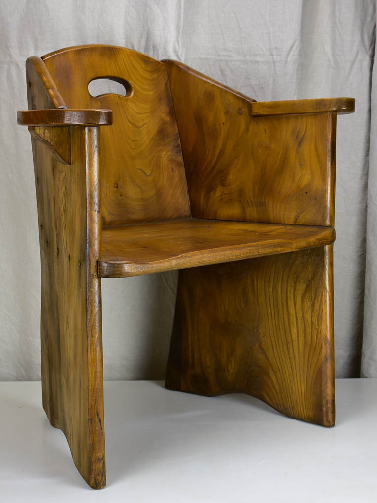 Pair of modernist French armchairs - elm wood