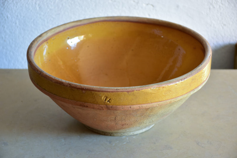 19th century kitchen bowl with ochre glaze
