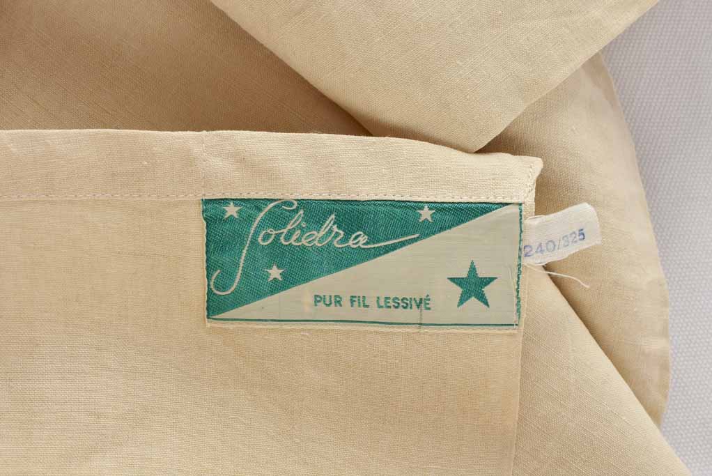 Antique French bed linen w/ CT monogram - double bed - Fleur Bleue 90" x 118"