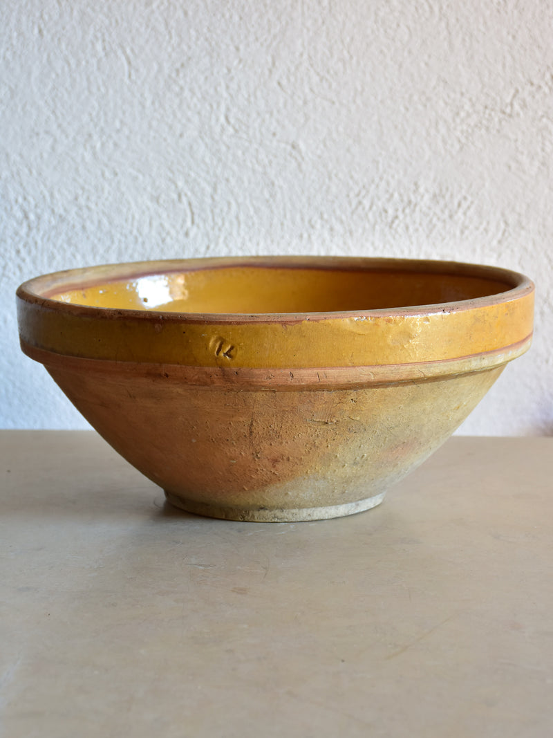 19th century kitchen bowl with ochre glaze