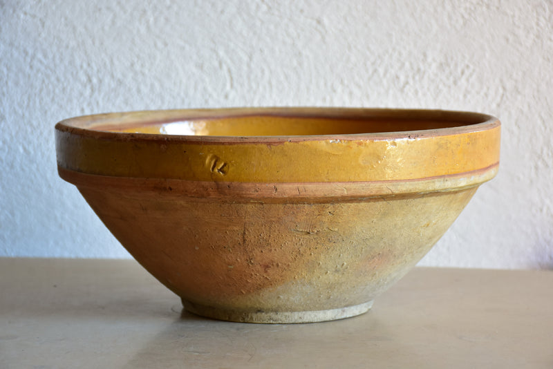 19th century kitchen bowl with ochre glaze