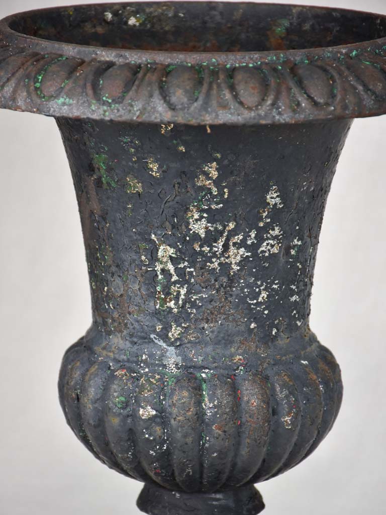 Antique French Medici urn with weathered black patina 16½"