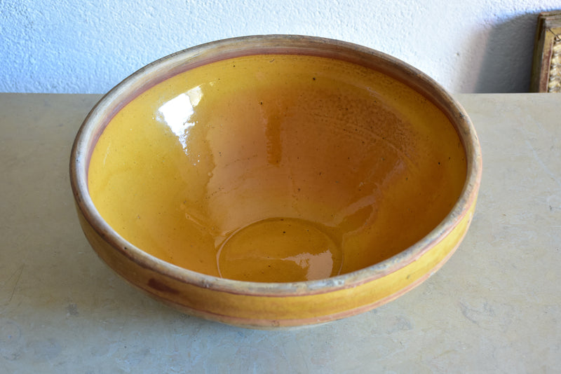 19th century kitchen bowl with ochre glaze
