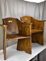 Pair of modernist French armchairs - elm wood