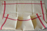 Four antique French tea towels / serviettes with red stripes