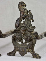 Pair of 18th Century French andirons decorated with lions