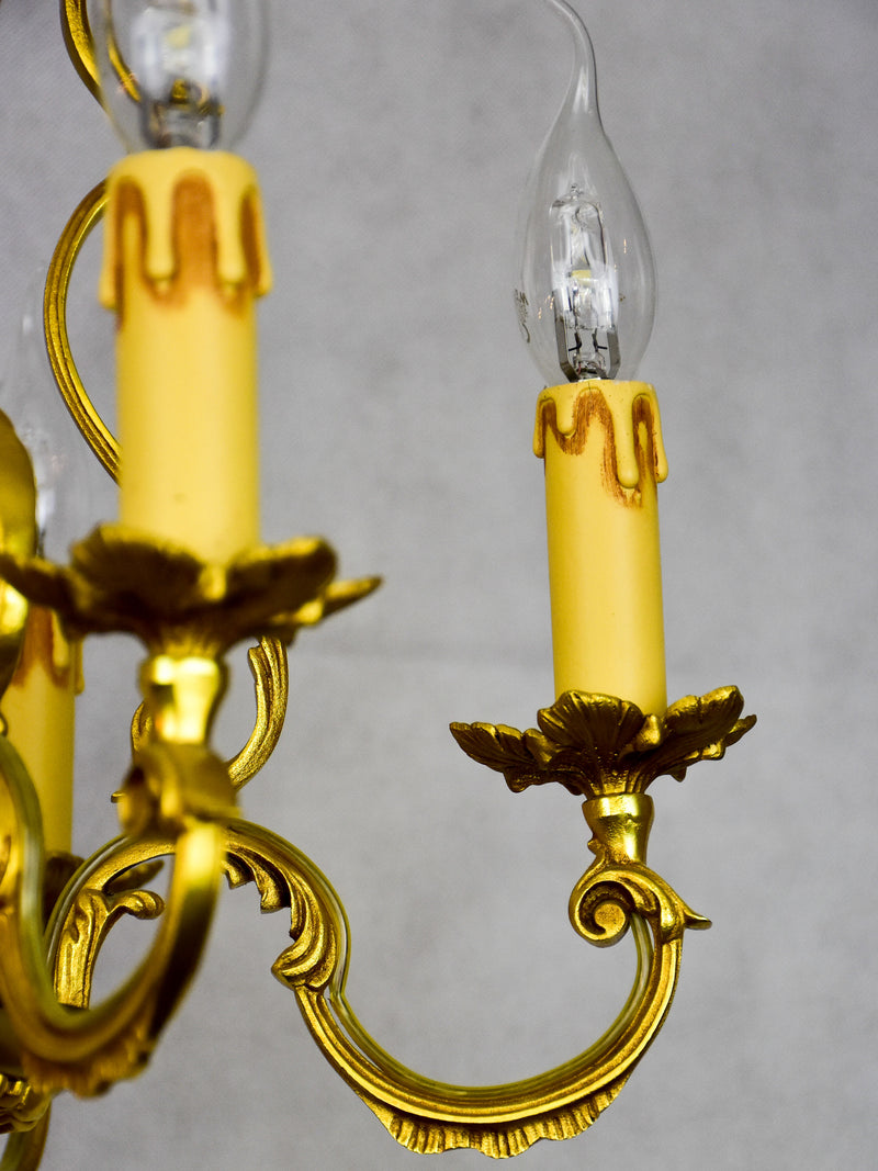 Vintage French gilded bronze chandelier - Lucien Gau