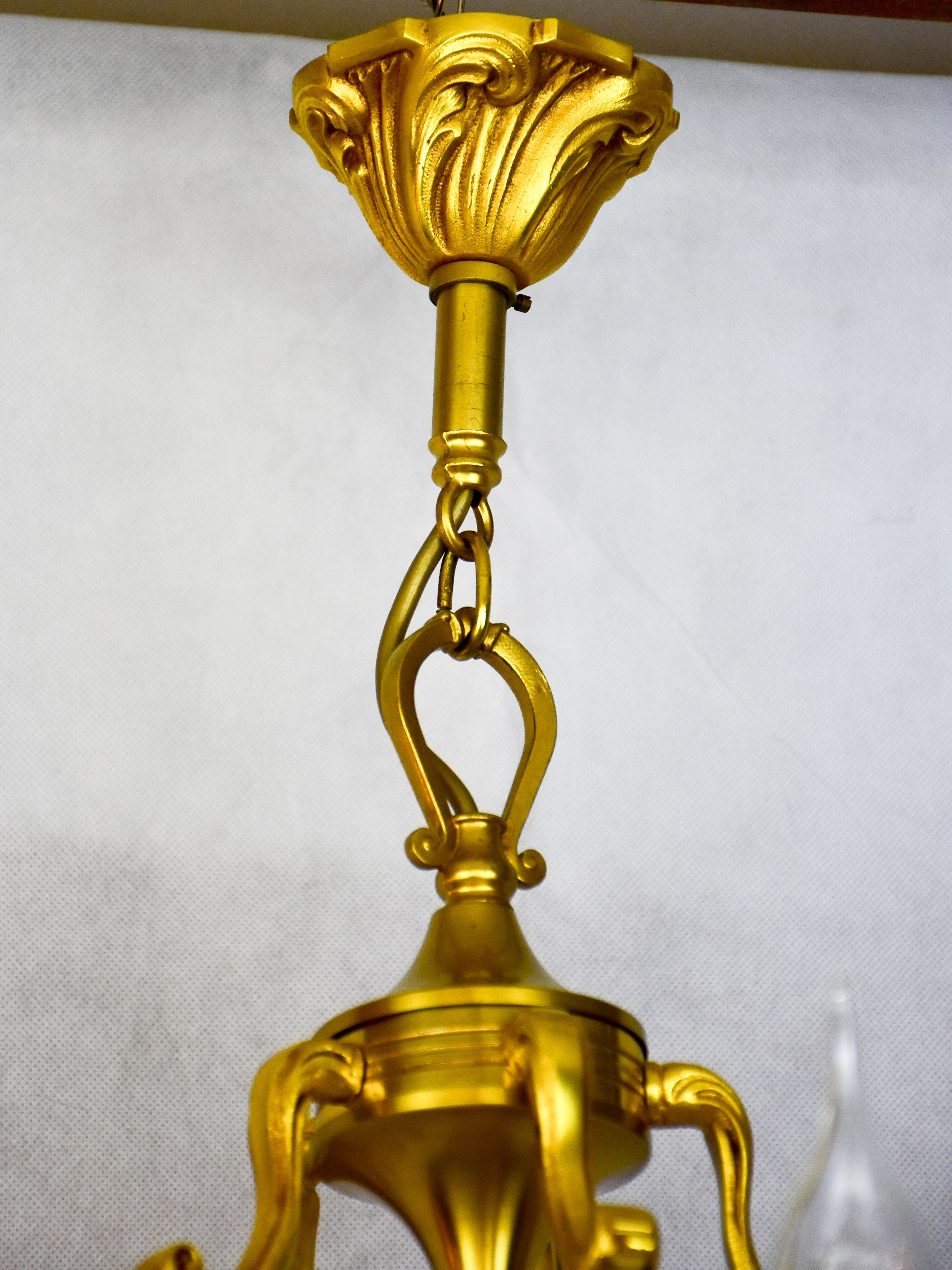 Vintage French gilded bronze chandelier - Lucien Gau