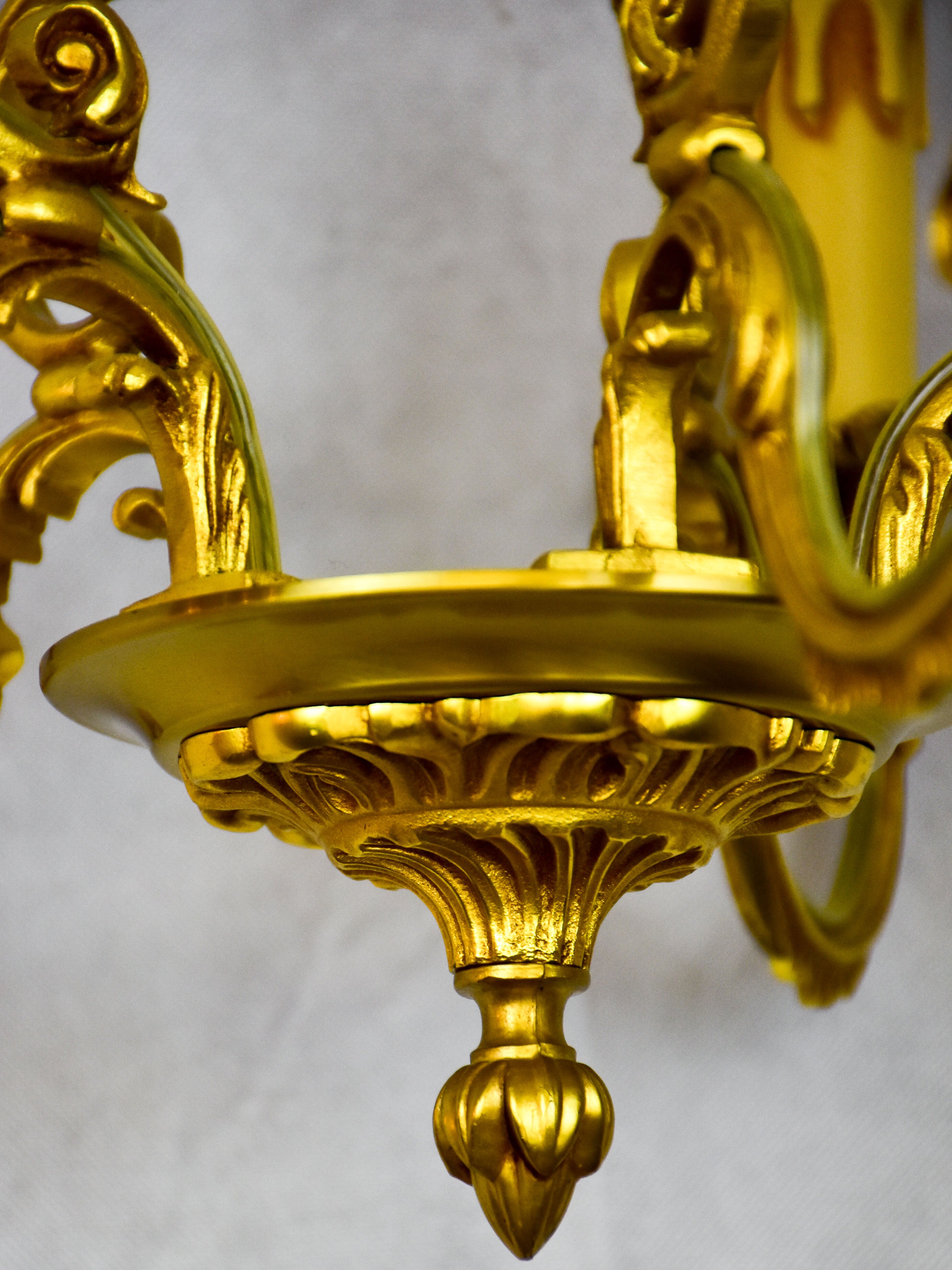 Vintage French gilded bronze chandelier - Lucien Gau