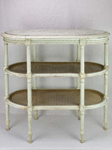 Antique French Louis XVI style oval side table with marble and cane 32¼" x 15¾"