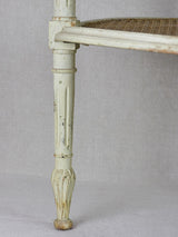 Antique French Louis XVI style oval side table with marble and cane 32¼" x 15¾"