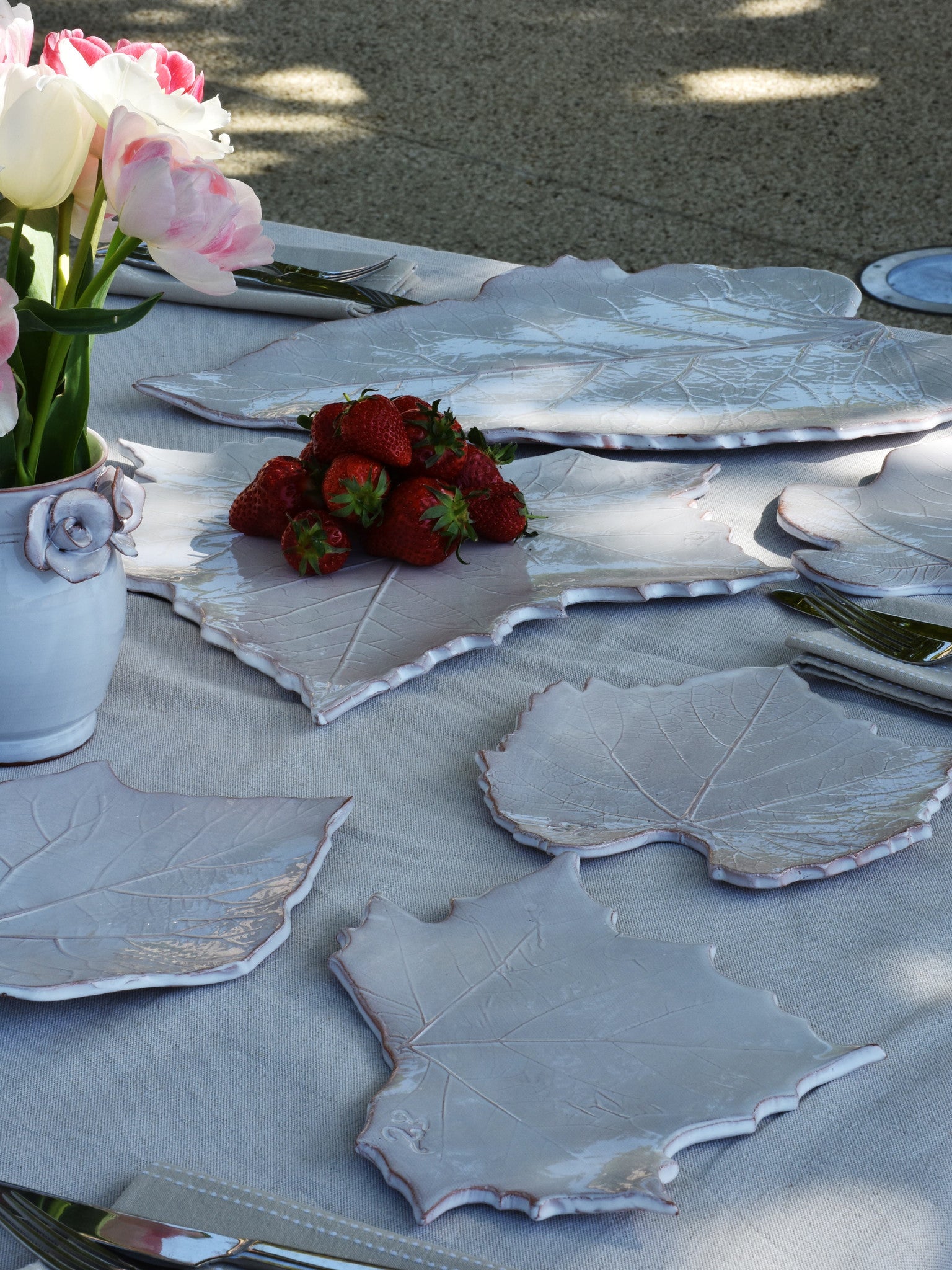 Handmade leaf plates collection Provencal countryside