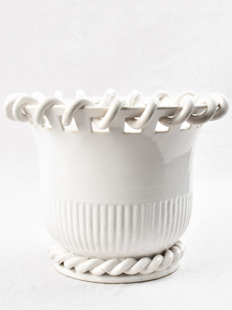White cache-pot Émile Tessier - 1950s - 9"