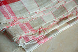 Large piece of checked French linen with 3 matching tea towels with RS monogram