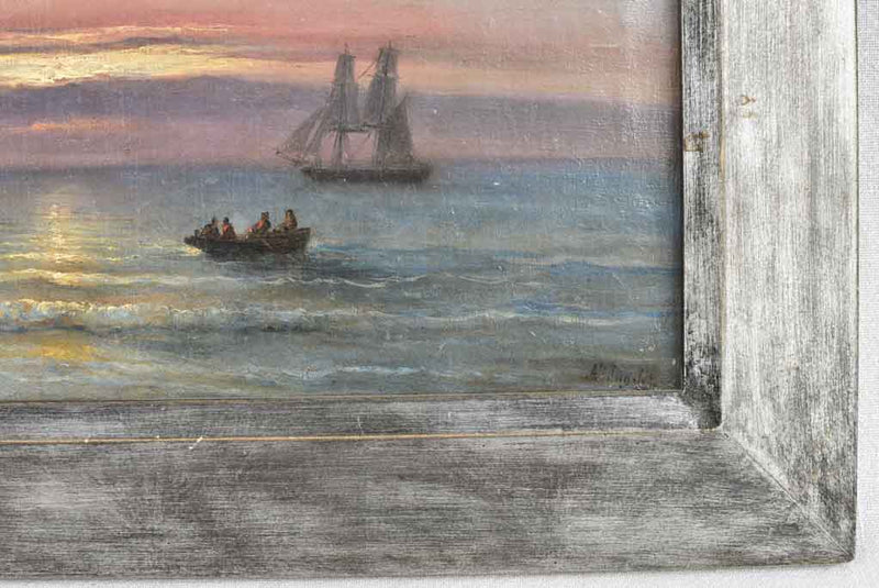 Elegant 19th-century Parisian seascape painting