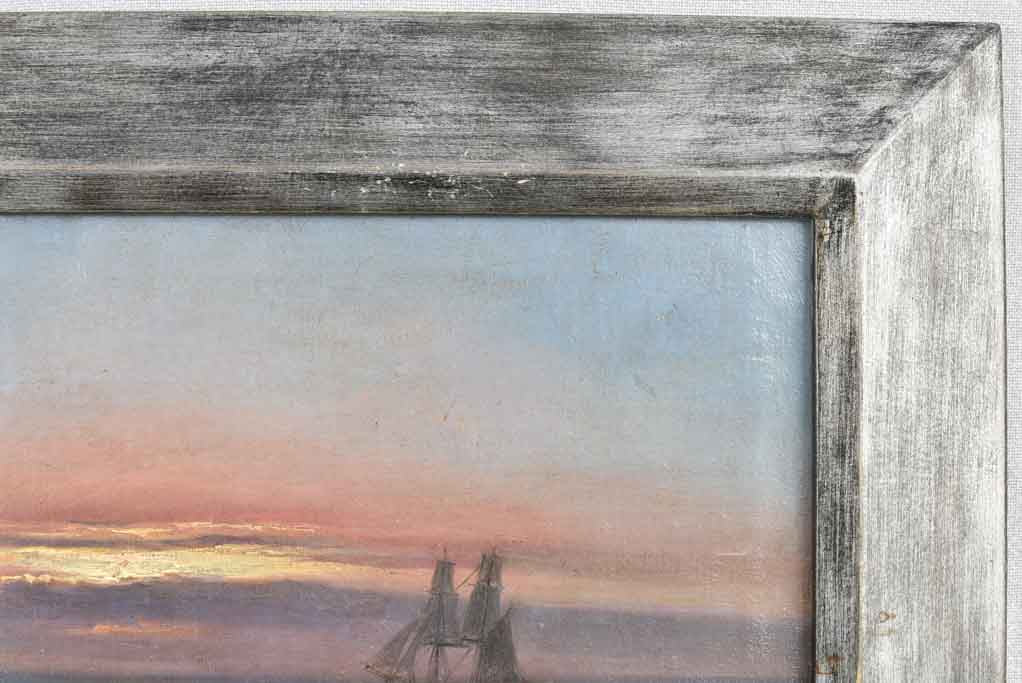 Vintage Francois Dust labeled marine painting
