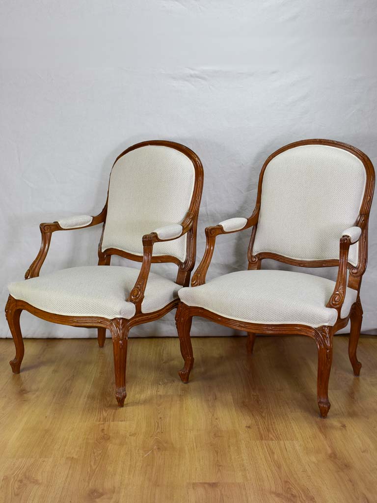 Pair of Transition style late 19th century armchairs