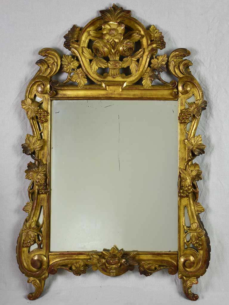 Provençal mirror decorated with grape vines and roses. 1940s. 26½" x 41"