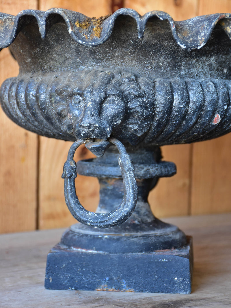 Pair of antique French garden planters with black patina