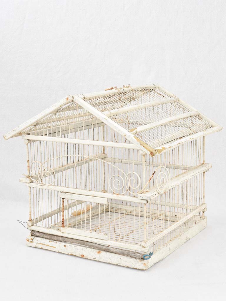 Birdcage, white, French, antique