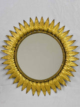 Mid century sunburst mirror - gold leaves 19"