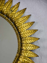 Mid century sunburst mirror - gold leaves 19"